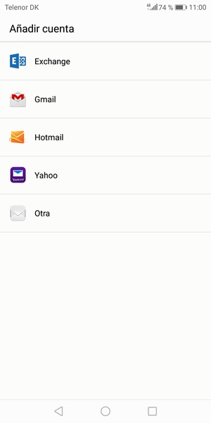 Seleccione Gmail o Hotmail