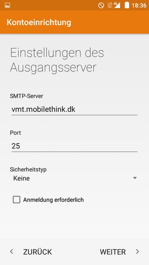 Deaktivieren Sie das Kontrollkästchen Anmeldung erforderlich und wählen Sie WEITER