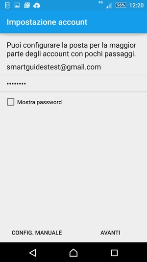Inserisci il tuo indirizzo Gmail o Hotmail e password. Seleziona AVANTI