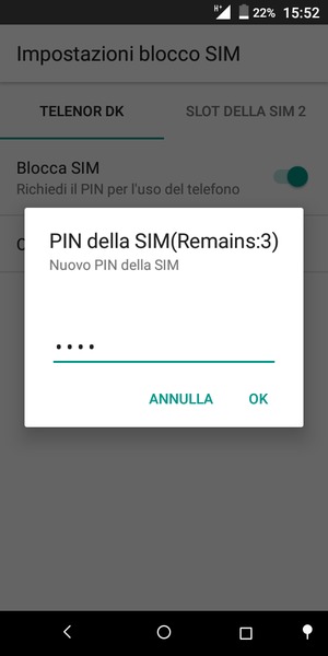 Inserisci Nuovo PIN della SIM e seleziona OK