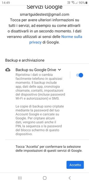 Seleziona Accetto