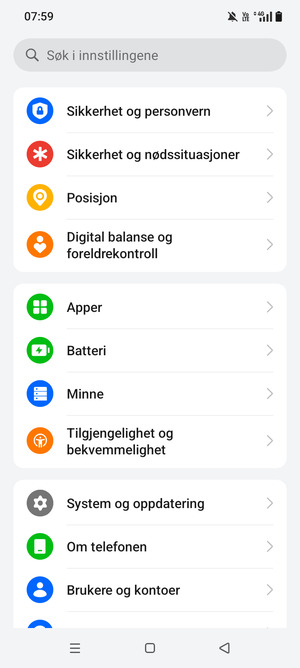 Bla til og velg Sikkerhet og personvern