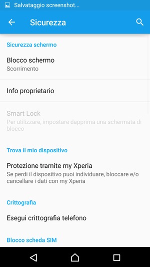 Seleziona Blocco schermo