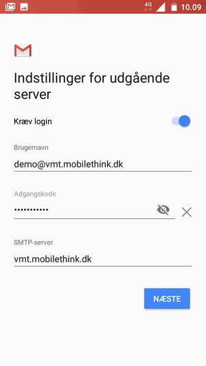 Indtast udgående serveradresse