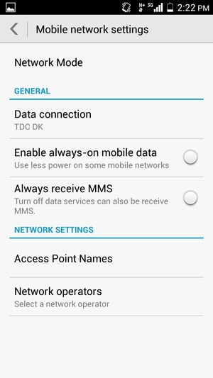 Select Network mode