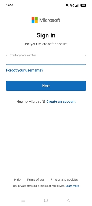 Enter your Email address and select Next