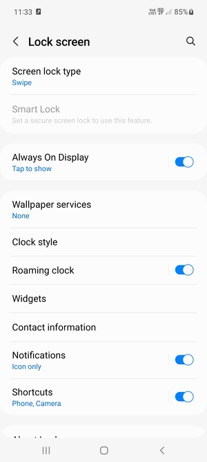 Select Screen lock type
