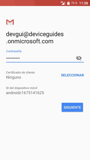 Introduzca su contraseña y seleccione SIGUIENTE