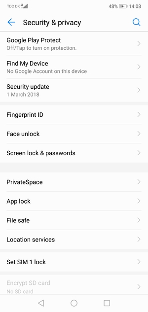 Select SIM card lock / Set SIM lock