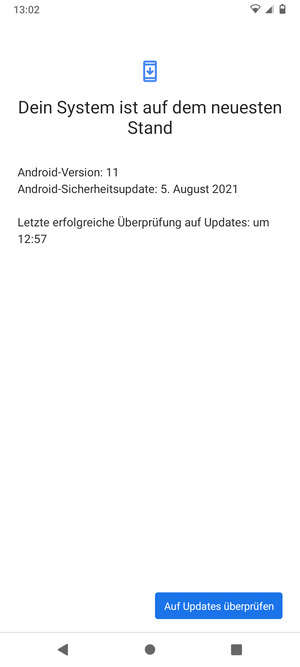 Falls Ihr Handy aktualisiert ist, wird Ihnen der folgende Bildschirm angezeigt
