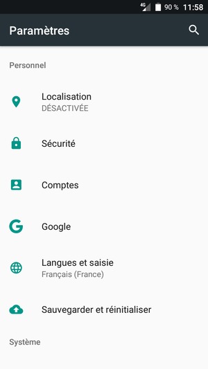 Faites défiler et sélectionnez Sécurité