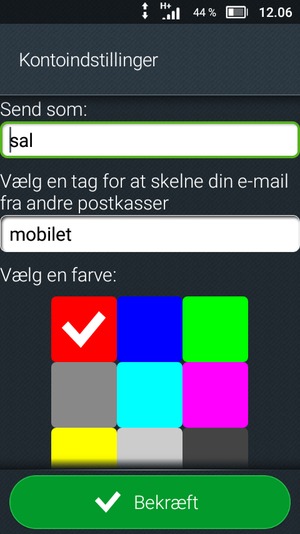 Giv din konto et navn og indtast dit navn. Vælg Bekræft