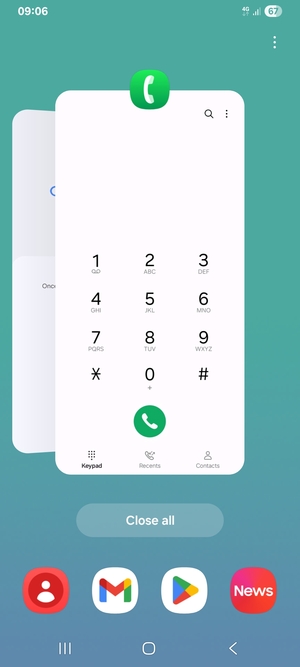 Select Close all to close all running apps
