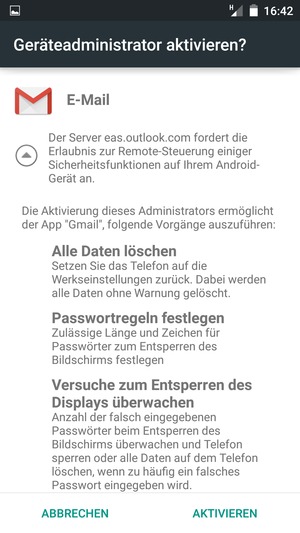 Wählen Sie AKTIVEREN