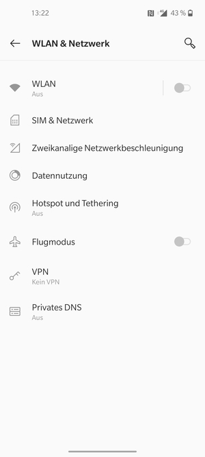 Wählen Sie SIM & Netzwerk