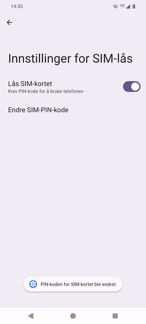 Din PIN-kode for SIM-kort er endret