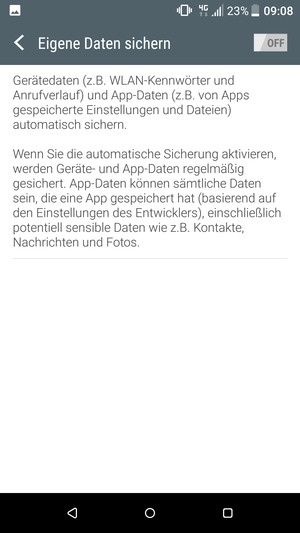 Schalten Sie Eigene Daten sichern ein