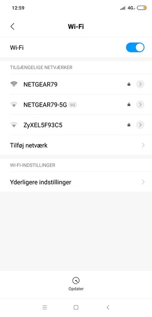 Vælg det trådløse netværk, du ønsker at oprette forbindelse til