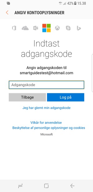 Indtast din adgangskode og vælg Log på