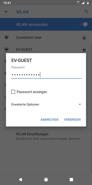 Geben Sie das WLAN-Passwort ein und wählen Sie VERBINDEN