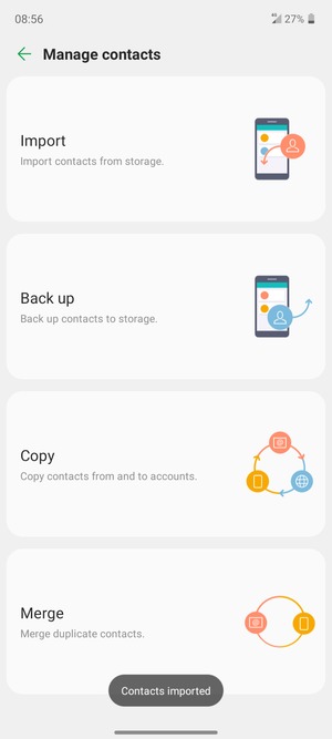 Your contacts will be saved to your Google account and saved to your phone the next time Google is synced.
