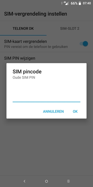 Voer uw Oude SIM PIN in en selecteer OK