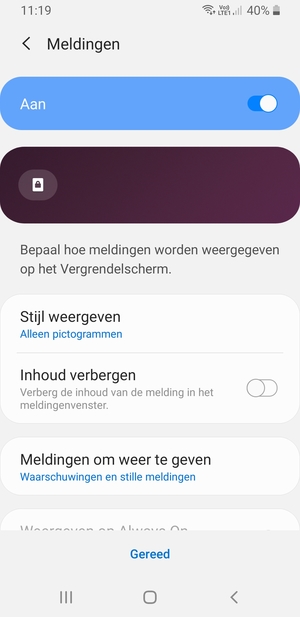 Selecteer uw voorkeursopties en selecteer Gereed