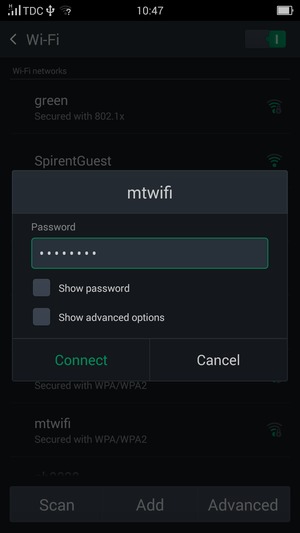 Enter the Wi-Fi password and select Connect