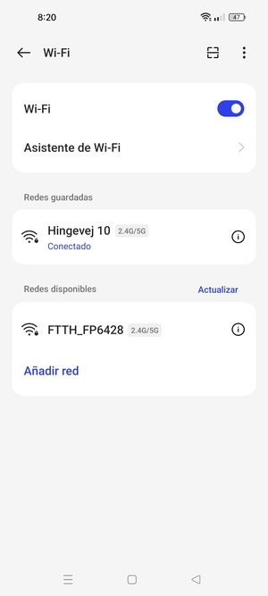 Ahora está conectado a la red Wi-Fi
