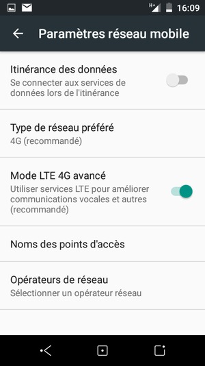 Pour changer de réseau en cas de problèmes de réseau, sélectionnez Opérateurs de réseau