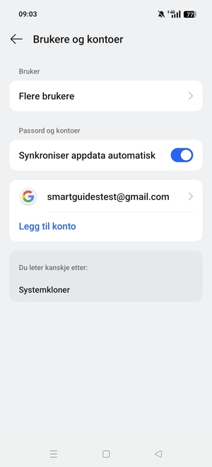 Velg din Google-konto
