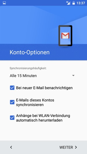 Wählen Sie WEITER