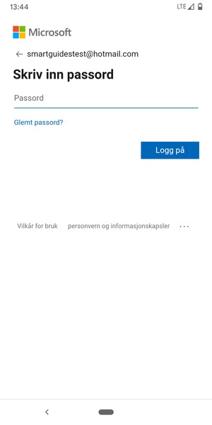 Skriv inn passord og velg Logg på