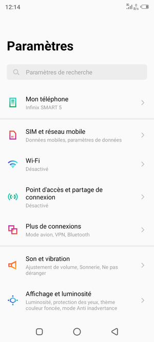 Sélectionnez SIM et réseau mobile