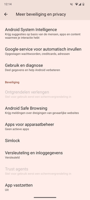 Scroll naar en selecteer Simlock