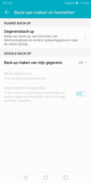 Selecteer Back-up maken van mijn gegevens