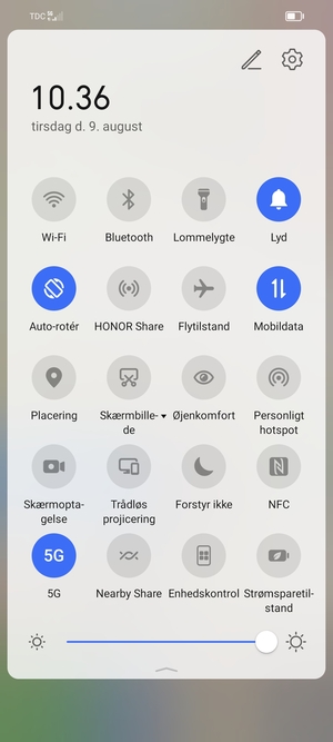 Juster lysstyrken til det ønskede niveau