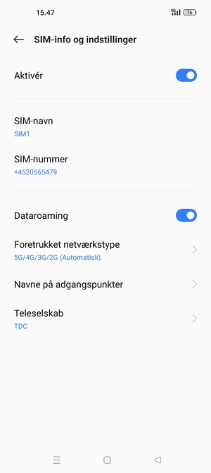 Slå Dataroaming til eller fra