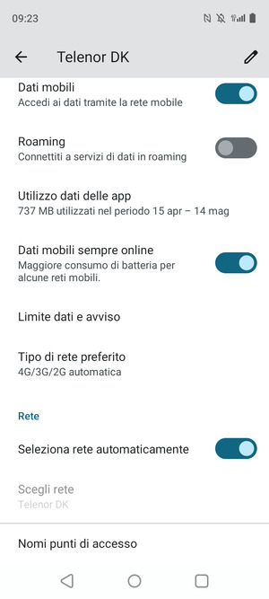 Scorri e seleziona Nomi punti di accesso