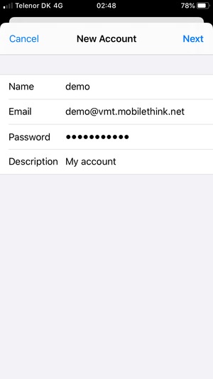 Enter the required information and select Next