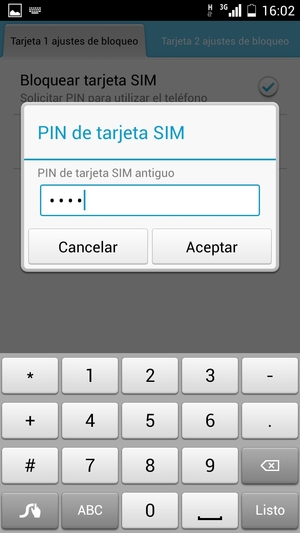 Introduzca su PIN de tarjeta SIM antiguo y seleccione Aceptar