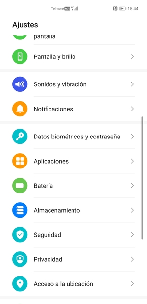 Desplácese y seleccione Seguridad