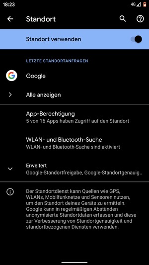 Schalten Sie Standort verwenden aus