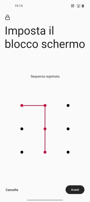 Disegna una sequenza di sblocco e seleziona Avanti