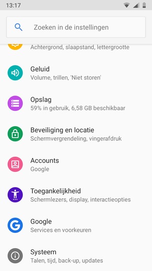 Scroll naar en selecteer Beveiliging en locatie