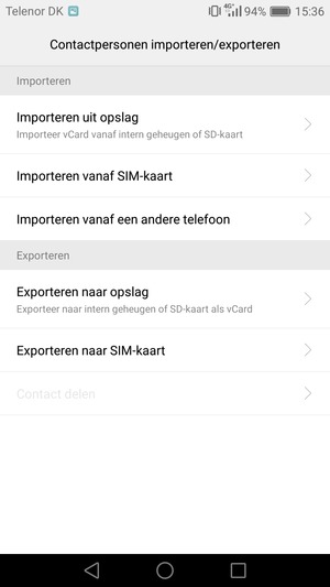 Selecteer Importeren vanaf SIM-Kaart