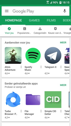 Selecteer de zoekbalk