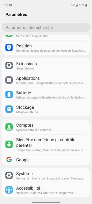 Faites défiler et sélectionnez Système
