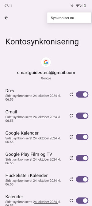 Vælg Synkroniser nu