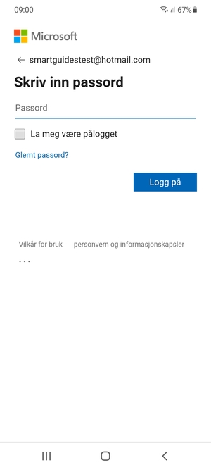 Skriv inn passord og velg Logg på